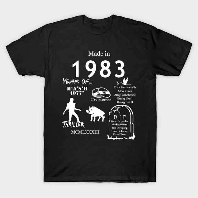 Made in 1983 T-Shirt by Jambo Designs